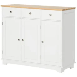 HOMCOM Modern Sideboard With Drawers, Buffet Table With Storage Cabinets, Rubberwood Top And Adjustable Shelves For Living Room, Kitchen, White -Restaurant Furniture Store GUEST d7f7fadf 370c 4b7c 80dc 25425bb01cdb