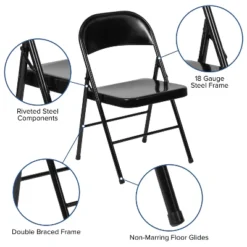 Flash Furniture 4 Pack HERCULES Series Double Braced Metal Folding Chair -Restaurant Furniture Store GUEST d826f8d6 d307 4078 9a3e dbbbae6492b5