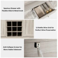 Costway Buffet Server Sideboard Wine Cabinet Console Table Grey Home -Restaurant Furniture Store GUEST da0ba3ca b903 4be9 95df f4471de02394