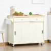 HOMCOM 43" Rolling Kitchen Island, Kitchen Storage Cart On Wheels With Sliding Doors, Cabinet, 2 Drawers, And Towel Rack, Cream White -Restaurant Furniture Store GUEST da8c2bb0 fe74 4dac 818c 7c08932b755f