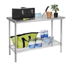 Commercial Grade Nsf Stainless Steel Top Work Table Chrome - Seville Classics -Restaurant Furniture Store GUEST da918de5 7d26 43ae 970a 6acbe39b5944