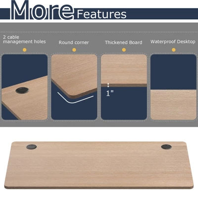 Costway 48'' Universal Tabletop For Standard & Sit To Stand Desk Frame WalnutNatural 10 Costway 48'' Universal Tabletop For Standard & Sit To Stand Desk Frame WalnutNatural - Image 8