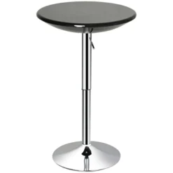 HOMCOM 24.5" Round Cocktail Bar Table Metal Base Tall Bistro Pub Desk Adjustable Counter Height Black Silver -Restaurant Furniture Store GUEST db544fed 7583 4bd3 a46b b8a8fcbba993