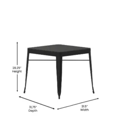 Merrick Lane 31.5" Square Indoor/Outdoor Black Steel Patio Dining Table For 4 With Black Poly Resin Slatted Top -Restaurant Furniture Store GUEST db5be8f4 5b70 4dd0 b183 86e4e46fa520