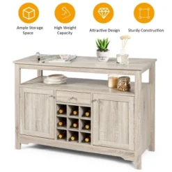 Costway Buffet Server Sideboard Wine Cabinet Console Table Grey Home -Restaurant Furniture Store GUEST db7b404a 31bf 4d4d b079 10b27f4c8229