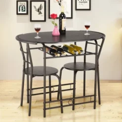 Costway 3 PCS Dining Set Table And 2 Chairs Home Kitchen Breakfast Bistro Pub Furniture Black -Restaurant Furniture Store GUEST db7b8b21 66ac 47f6 93df 0fbb562cf1bc