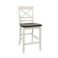 4pc Set With X Back Counter Height Barstools Brown/White - Benzara -Restaurant Furniture Store GUEST dbfdaca9 d2c9 45b0 b2ce 45c0650a8677