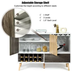 Costway Mid-Century Buffet Sideboard Wooden Storage Cabinet W/ Wine Rack & Glass Holder -Restaurant Furniture Store GUEST dc3d8ce9 7aee 4506 86eb 2f24d3ef3f16