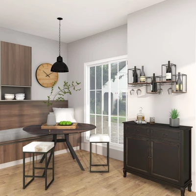 Metal Geometric 7 Bottle Wall Wine Rack With 5 Glass Holder Slots Black - Olivia & May 16 Metal Geometric 7 Bottle Wall Wine Rack With 5 Glass Holder Slots Black - Olivia & May - Image 14