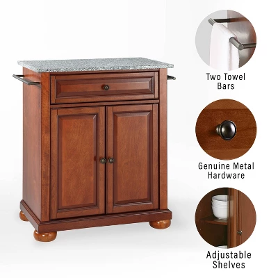 Alexandria Granite Top Portable Kitchen Island/Cart Cherry/Gray - Crosley 6 Alexandria Granite Top Portable Kitchen Island/Cart Cherry/Gray - Crosley - Image 4