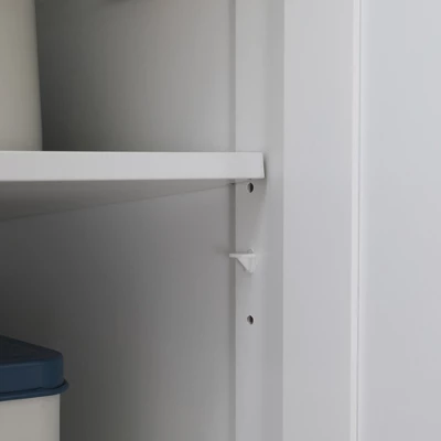 HOMCOM Rolling Kitchen Island On Wheels Utility Cart With Drop-Leaf And Rubber Wood Countertop, Storage Drawers, Door Cabinets, White 7 HOMCOM Rolling Kitchen Island On Wheels Utility Cart With Drop-Leaf And Rubber Wood Countertop, Storage Drawers, Door Cabinets, White - Image 5