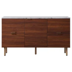 Ashton Sideboard With Faux Marble Top Walnut - Teamson Home