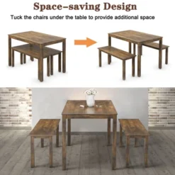 3pcs Dining Set Modern Studio Collection Table With 2 Benches Wood Legs Coffee -Restaurant Furniture Store GUEST dd4da17c fd2a 4734 a5dd cec79d220ba4