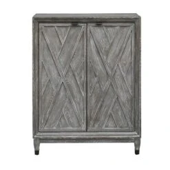 Gray Forest 2 Door Wine Cabinet Gray White Washed - Treasure Trove Accents