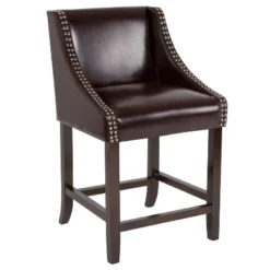 Merrick Lane Taylorsville 24 Inch Counter Height Stool With Nailhead Trim -Restaurant Furniture Store GUEST ded4263f 7fdd 47ae a678 6099422a5a43