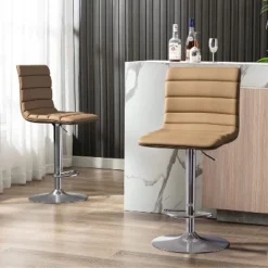 Hywela Bar Stools, Modern PU Leather Adjustable Swivel Barstools, Armless Kitchen Island Counter Bar Stools With Bigger Base, Set Of 2,Stylish- The Pop Home -Restaurant Furniture Store GUEST df21f65f 1b88 470f 82bb 8d876cc35a5e