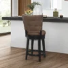 26" Kaede Wood And Upholstered Swivel Counter Height Barstool Black/Chestnut - Hillsdale Furniture