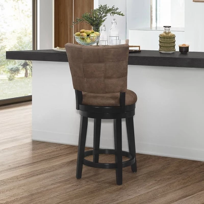 26" Kaede Wood And Upholstered Swivel Counter Height Barstool Black/Chestnut - Hillsdale Furniture 3 26" Kaede Wood And Upholstered Swivel Counter Height Barstool Black/Chestnut - Hillsdale Furniture