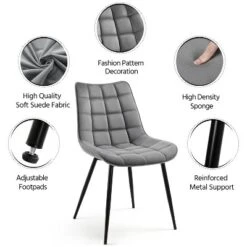 Yaheetech Set Of 2 Dining Kitchen Chairs With Backrest For Kitchen, Gray -Restaurant Furniture Store GUEST dfbbe75e 4407 403a 945e 069fc75c3d71