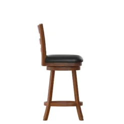 Merrick Lane 24" Classic Wooden Ladderback Swivel Counter Height Stool With Upholstered Padded Seat And Integrated Footrest 22 Merrick Lane 24" Classic Wooden Ladderback Swivel Counter Height Stool With Upholstered Padded Seat And Integrated Footrest -Restaurant Furniture Store GUEST e088be2b 34cd 4e44 aeb4 1cfcb7f6b5eb