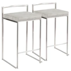 Set Of 2 26" Fuji Contemporary Stackable Counter Height Barstool Stainless Steel With Cushion - Lumisource -Restaurant Furniture Store GUEST e09fc67a 0dcf 46cf b498 45c5b720da58