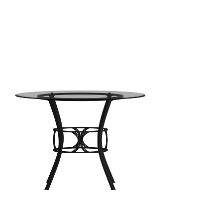 Emma And Oliver 42'' Round Glass Dining Table With Black Metal Frame 10 Emma And Oliver 42'' Round Glass Dining Table With Black Metal Frame - Image 8