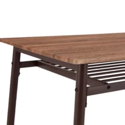 JOMEED 6 Piece Industrial Style Stainless Metal Frame Kitchen Dining Room Table, Chairs, & Bench Furniture Set With Storage, Brown -Restaurant Furniture Store GUEST e1489e6e 290e 4cfe b99e 5be2aa461a0a