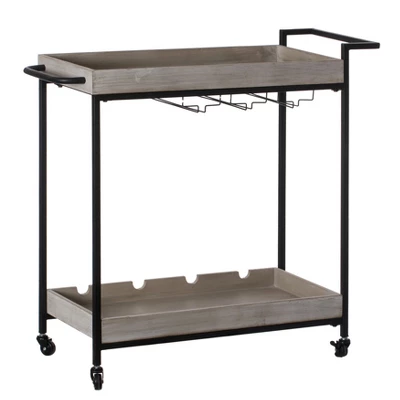 Vintiquewise Metal Wine Bar Serving Cart With Rolling Wheels, Wine Rack, And Glass Holder 4 Vintiquewise Metal Wine Bar Serving Cart With Rolling Wheels, Wine Rack, And Glass Holder - Image 2