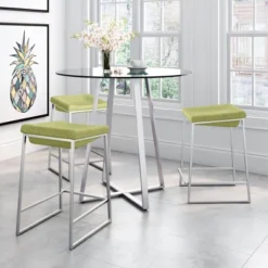 24" Set Of 2 Contemporary Sleek Modern Counter Height Barstools Green - ZM Home -Restaurant Furniture Store GUEST e23d9ac6 c5d1 4396 9c49 0055b674b859