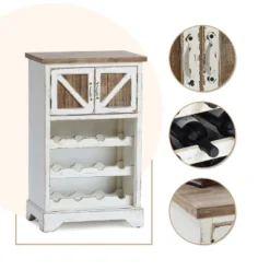 LuxenHome White And Natural Wood 2-Door Wine Cabinet -Restaurant Furniture Store GUEST e310c4d1 61cd 4205 b5b5 86cc15f1c85b