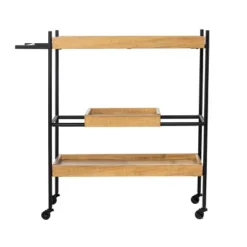 Jengarn Rolling Bar Cart Natural/Black - Aiden Lane -Restaurant Furniture Store GUEST e3ec1868 82d9 41c8 86c8 6250d06b548a