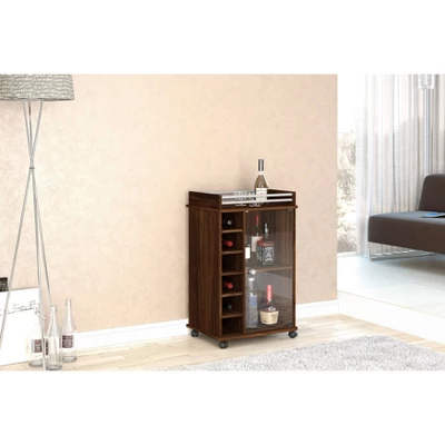 Laguna Bar Cabinet With Glass Door Dark Brown - Polifurniture 4 Laguna Bar Cabinet With Glass Door Dark Brown - Polifurniture - Image 2