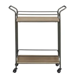 Wilkin Bronze Finish And Wood Straight Lines Bar Cart Bronze/Walnut - Inspire Q -Restaurant Furniture Store GUEST e5600553 906b 40c7 bad3 efd4463186fb