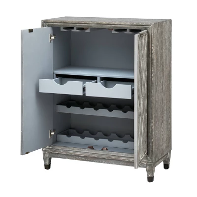 Gray Forest 2 Door Wine Cabinet Gray White Washed - Treasure Trove Accents 4 Gray Forest 2 Door Wine Cabinet Gray White Washed - Treasure Trove Accents - Image 2