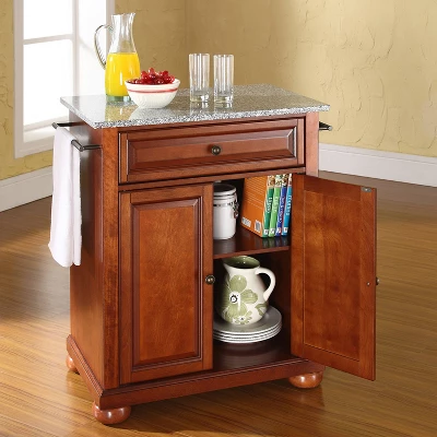 Alexandria Granite Top Portable Kitchen Island/Cart Cherry/Gray - Crosley 4 Alexandria Granite Top Portable Kitchen Island/Cart Cherry/Gray - Crosley - Image 2