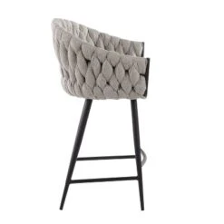 26" Braided Matisse Counter Height Barstool With Faux Leather And Fabric - LumiSource