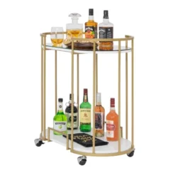 Pavillion 2 Tier Oval Bar Serving Cart Shelves With Glass Mirror Gold - Studio Designs 24 Pavillion 2 Tier Oval Bar Serving Cart Shelves With Glass Mirror Gold - Studio Designs -Restaurant Furniture Store GUEST e82831f3 525c 428b a8d4 a6da788844a0