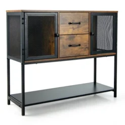 Costway Industrial Buffet Sideboard Kitchen Cupboard W/ Metal Mesh Doors & 2 Drawers -Restaurant Furniture Store GUEST e8544af3 e3d9 451f 96c5 0ffe4f943a78