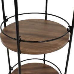 Sunnydaze Decor Sunnydaze Round Metal 3-Tier Bar Cart - Indoor Furniture With Wheels - Brown - 34.5” H -Restaurant Furniture Store GUEST e9b4da93 6ec1 4400 a1fa b7dd6f3f784f