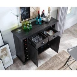 Home Source Bar Cabinet Bookshelf With Glass Doors In Chocolate Finish -Restaurant Furniture Store GUEST ea3740d8 48dc 4fae a9b3 1b9233bc91a6