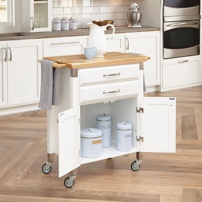 Small Dolly Madison Kitchen Cart With Natural Top Off White - Homestyles 3 Small Dolly Madison Kitchen Cart With Natural Top Off White - Homestyles