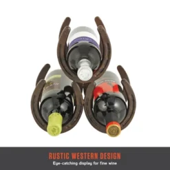 Foster & Rye Horseshoe Countertop Metal Wine Rack, Cast Iron Wine Bottle Holder, Holds 3 Standard Wine Bottles, 10" X 5.5" X 8.5" -Restaurant Furniture Store GUEST ed9a3581 cc70 4a5f 9d84 e4ef41ef6f82