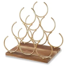Twine Pyramid 6 Bottle Wood Wine Rack, Holds 6 Standard Wine Bottles, Wood Base, Gold 12 Twine Pyramid 6 Bottle Wood Wine Rack, Holds 6 Standard Wine Bottles, Wood Base, Gold -Restaurant Furniture Store GUEST ee04d6bf 9f84 4ebe 8fca 6643a8ed72a1