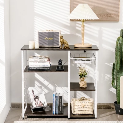 Costway Industrial Kitchen Baker's Rack Microwave Stand Utility Home Shelf W/ 6 Hooks 3 Costway Industrial Kitchen Baker's Rack Microwave Stand Utility Home Shelf W/ 6 Hooks