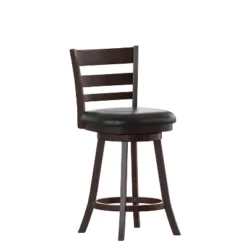 Merrick Lane 24" Classic Wooden Ladderback Swivel Counter Height Stool With Upholstered Padded Seat And Integrated Footrest 25 Merrick Lane 24" Classic Wooden Ladderback Swivel Counter Height Stool With Upholstered Padded Seat And Integrated Footrest -Restaurant Furniture Store GUEST ee6bd259 da2c 407a 920a 40a32f1767b5