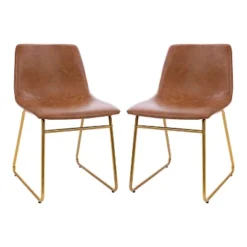 Set Of 2 Faux Leather Bucket Seat Dining Chairs With Frame - Merrick Lane -Restaurant Furniture Store GUEST ee7acbc8 42fc 482a 8f57 addceb0d44ae