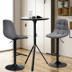 Costway Adjustable Bar Stools Swivel Counter Height Linen Chairs With Back Gray -Restaurant Furniture Store GUEST eea06eb7 67f9 4bc7 a0de 41dfee7a2097