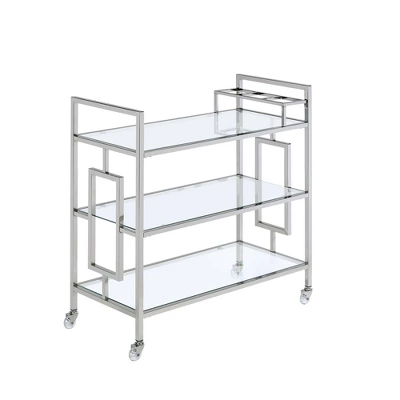 Harper Serving Bar Cart Chrome - Picket House Furnishings 3 Harper Serving Bar Cart Chrome - Picket House Furnishings