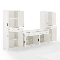 3pc Tara Sideboard And Pantry Set Distressed White - Crosley -Restaurant Furniture Store GUEST ef8263a9 3547 44d7 bab4 560a021aa5dd