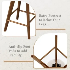 Costway Set Of 2 Swivel Bar Stools Upholstered Counter Height Chairs With Rubber Wood Legs -Restaurant Furniture Store GUEST efd72d95 43ea 4ded afe6 dcb0f57ca53a